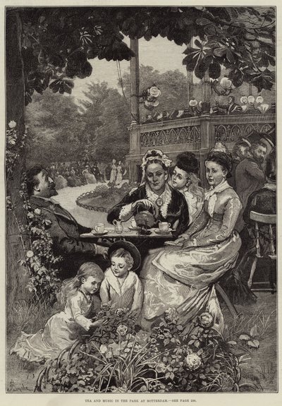 Té y música en el parque de Róterdam de Alfred Edward Emslie